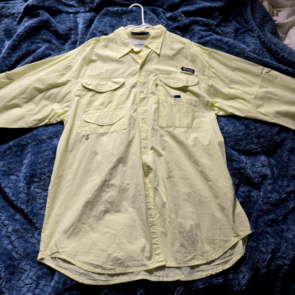 Columbia Yellow Checkered Button Up